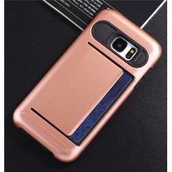 Samsung Galaxy S7 Edge Card Slots Hybrid Case (Rose Gold)